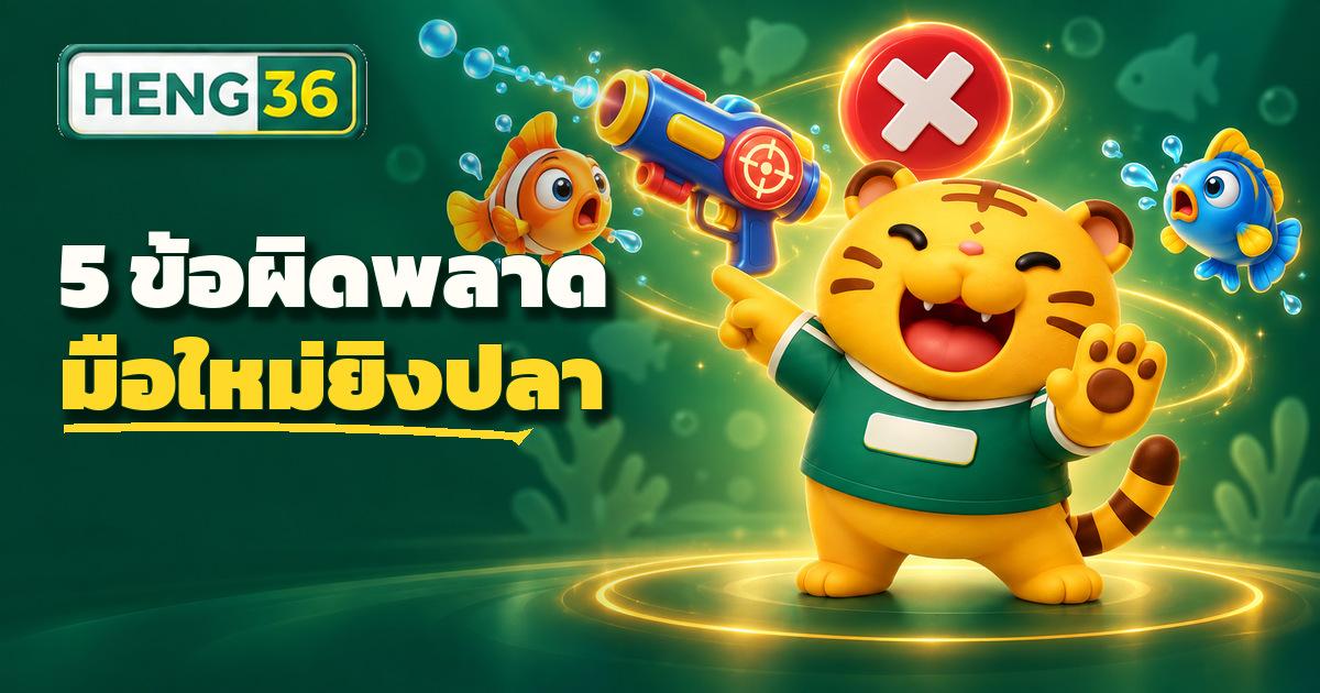 หน้าจอเกมยิงปลาออนไลน์บน HENG36 แสดงปืน กระสุน และฝูงปลาหลากชนิดใต้ทะเล